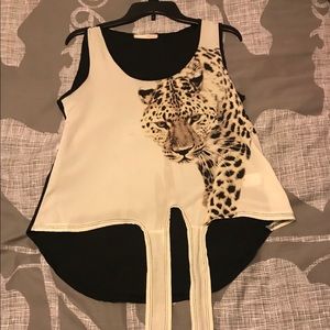 Cheetah Tank Top with tie front